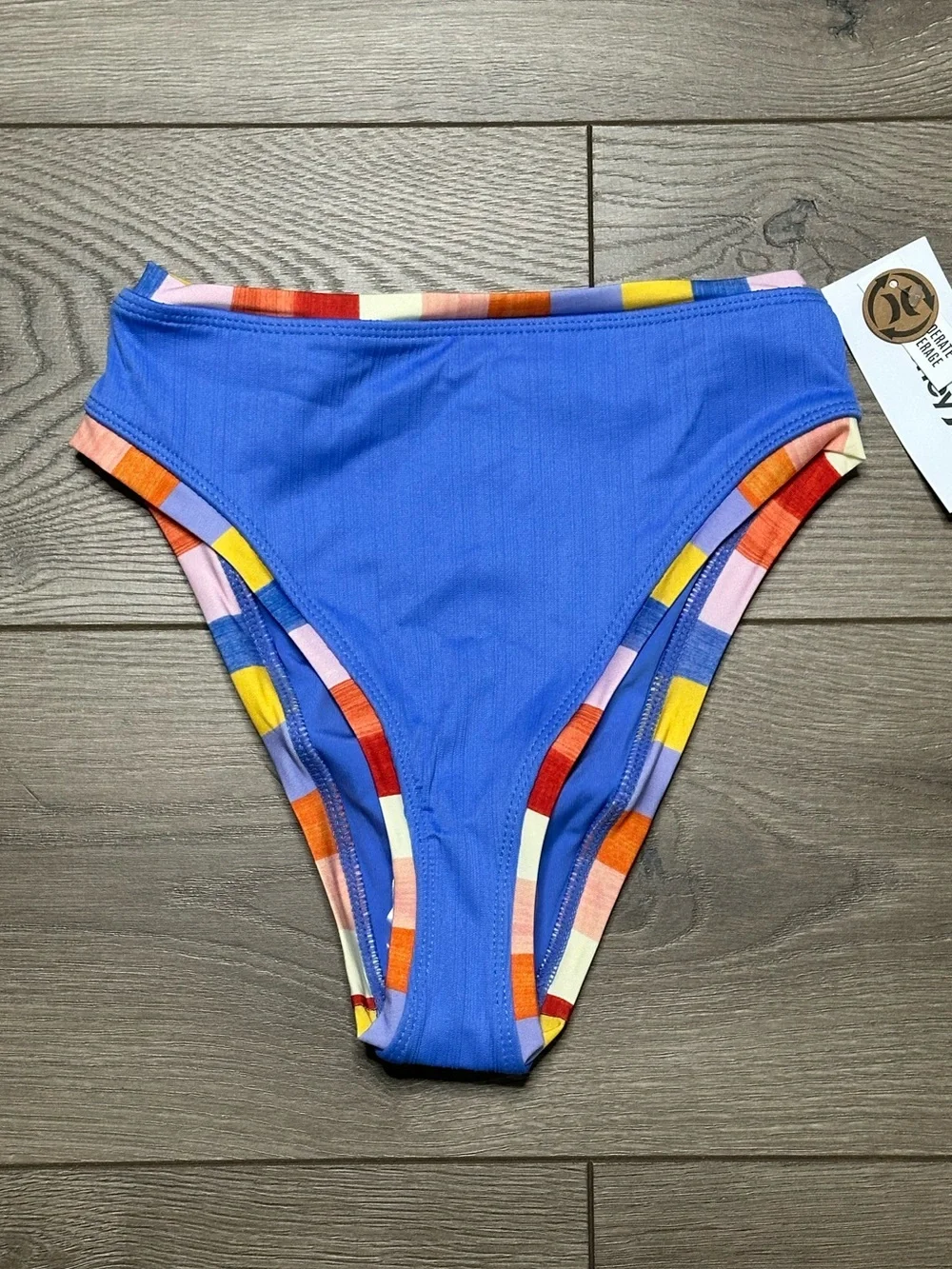 Hurley Retro Block Mod High Waist Bikini Bottom Blue Size XS